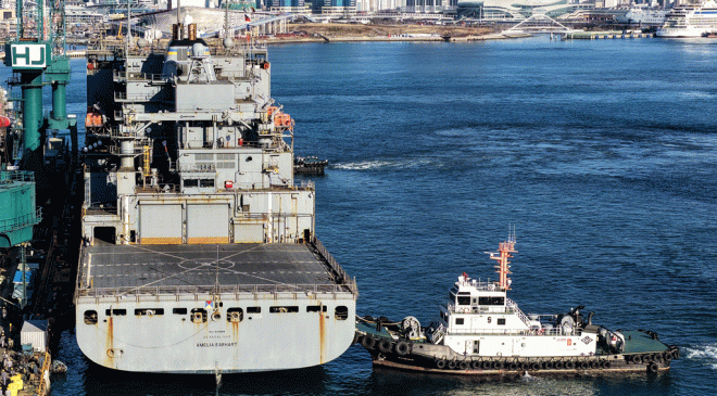 USNS Amelia Earhart Refits at HJSC’s Yeongdo Shipyard