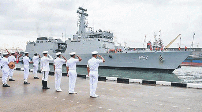 Multinational Contingent on INS Sunayna Arrives in Colombo