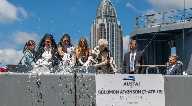 Austal USA Christens Solomon Atkinson (T-ATS 12)