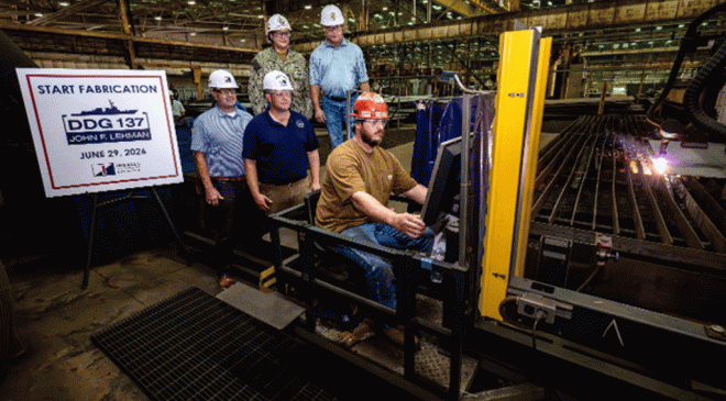 HII Begins Fabrication of Destroyer John F Lehman (DDG 137)